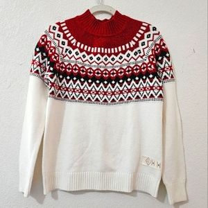 St. John's Bay Red and White Turtleneck Sweater